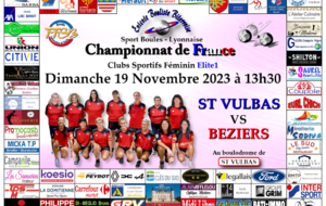 CHAMPIONNAT DE FRANCE Clubs Sportifs Féminins Elite 1                   ST VULBAS   VS   BEZIERS