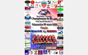Championnat de France des Clubs Sportifs Masculins Nationale 1 / FINALE / ROANNE vs BEZIERS le 27 Mars de 8H à 12H30 à Balaruc les Bains