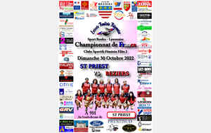 Championnat de France Clubs Sportifs Féminins Elite 2   ST PRIEST / BEZIERS  A 9H
