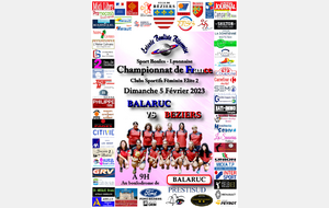 Championnat de France Clubs Sportifs Féminins Elite 2   BALARUC / BEZIERS A 9H