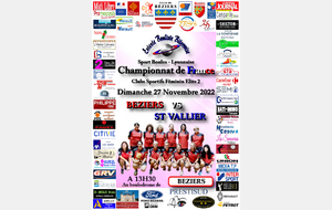Championnat de France Clubs Sportifs Féminins Elite 2   BEZIERS / ST VALLIER  A 13H30