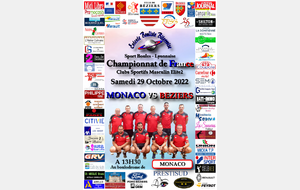 Championnat de France Clubs Sportifs Masculins Elite 2    MONACO / BEZIERS  A 13H30