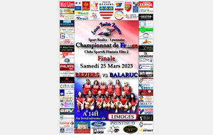 FINALE Championnat de France Clubs Sportifs Féminins Elite 2      BEZIERS  vs  BALARUC   à 14H00