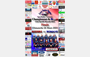 FINALE Championnat de France Clubs Sportifs Masculins Elite 2   BEZIERS  vs  ROMANS   à 14H00	