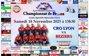 CHAMPIONNAT DE FRANCE Clubs Sportifs Masculins Elite 1                   CRO LYON   VS   BEZIERS  