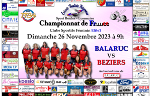 CHAMPIONNAT DE FRANCE Clubs Sportifs Féminins Elite 1                   BALARUC   VS   BEZIERS