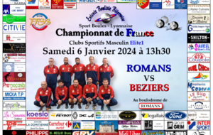 CHAMPIONNAT DE FRANCE Clubs Sportifs Masculins Elite 1                   ROMANS   VS   BEZIERS