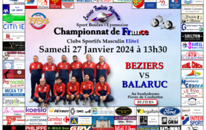 CHAMPIONNAT DE FRANCE Clubs Sportifs Masculins Elite 1                   BEZIERS   VS   BALARUC  au boulodrome Pierre de Coubertin