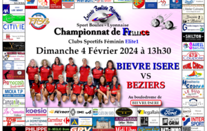 CHAMPIONNAT DE FRANCE Clubs Sportifs Féminins Elite 1                   BIEVRE ISERE   VS   BEZIERS