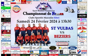 CHAMPIONNAT DE FRANCE Clubs Sportifs Masculins Elite 1                   ST VULBAS   VS   BEZIERS